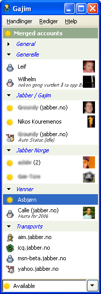 Gajim Kontaktliste